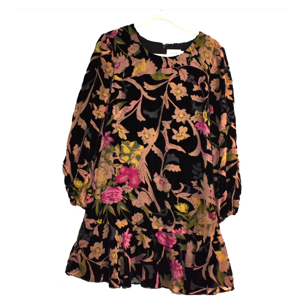 Eliza J Floral Print Velvet Shift Dress